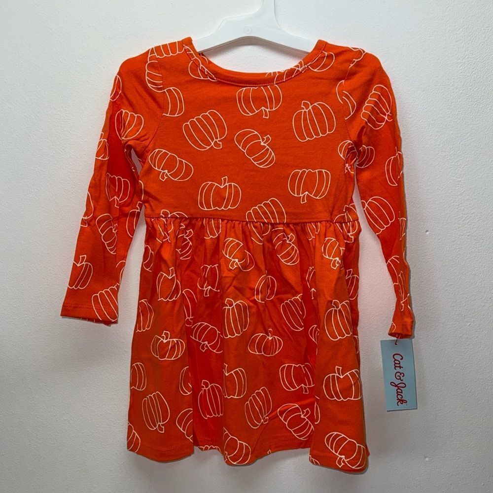 🔥CAT & JACK DRESS KIDS GIRLs pumpkin 🎃 Sz 3 T New